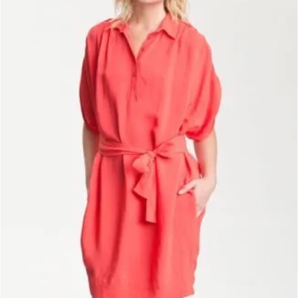 Diane Von Furstenberg Coral Red Karin Dress Sz 10 - Picture 7 of 16